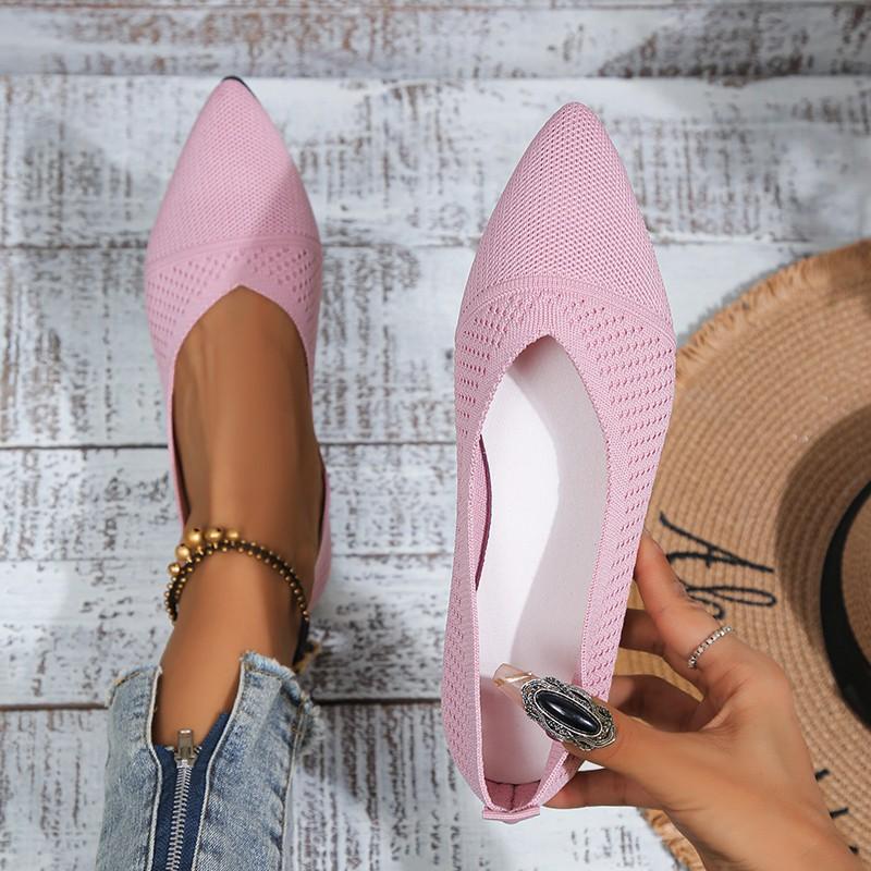 LaLaShoes Dames meisjes effen groot formaat instapper plat ondiep comfort casual enkele schoenen 40 roze