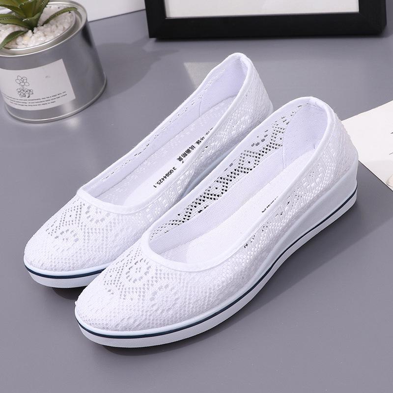 Cheese Shoes Canvasschoenen Effen damesplatform Casual schoenen Damesloafers Flats Schoenen 34 wit
