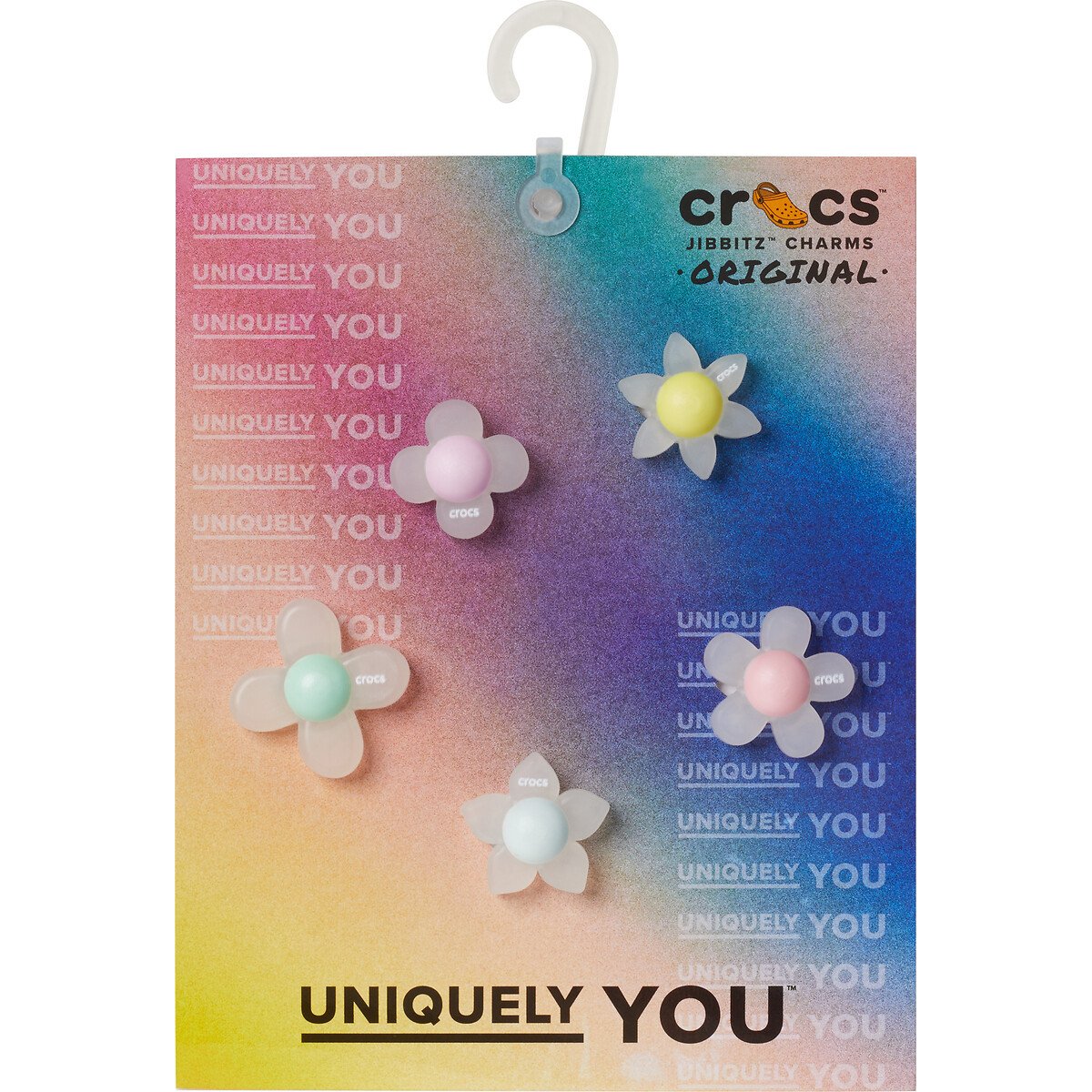 Crocs Schoenbutton Jibbitz Iridescent Flowers , schoen charms met schitterende glanseffecten (set, 5-delig, Geen speelgoed. Niet geschikt voor kinderen jonger dan 3 jaar)