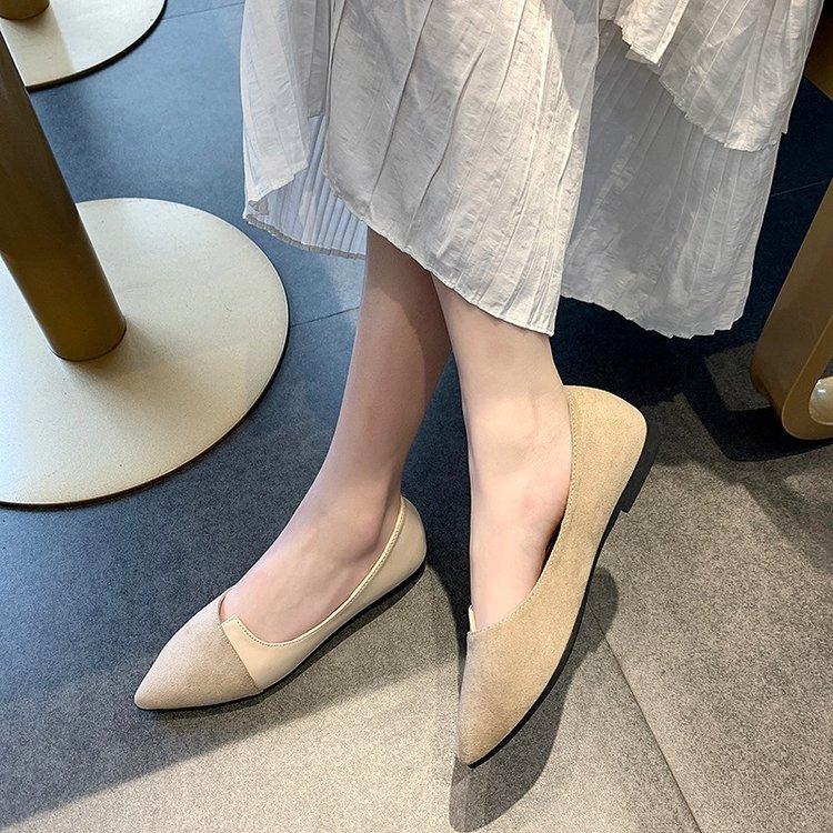 LaLaShoes Sagit Dames Splice Color Flats Fashion Puntige Teen Ballerina Ballet Flat Slip On Schoenen 35
