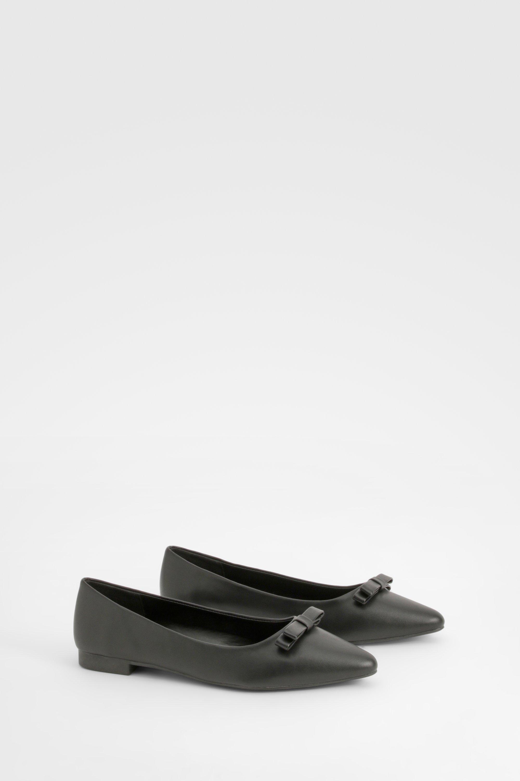 Boohoo Platte Schoenen Met Strik En Puntneus, Black
