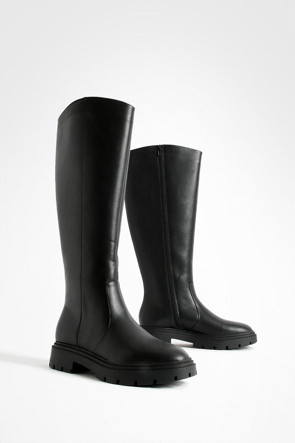 Boohoo Minimale Knielaarzen Met Dikke Zool, Black