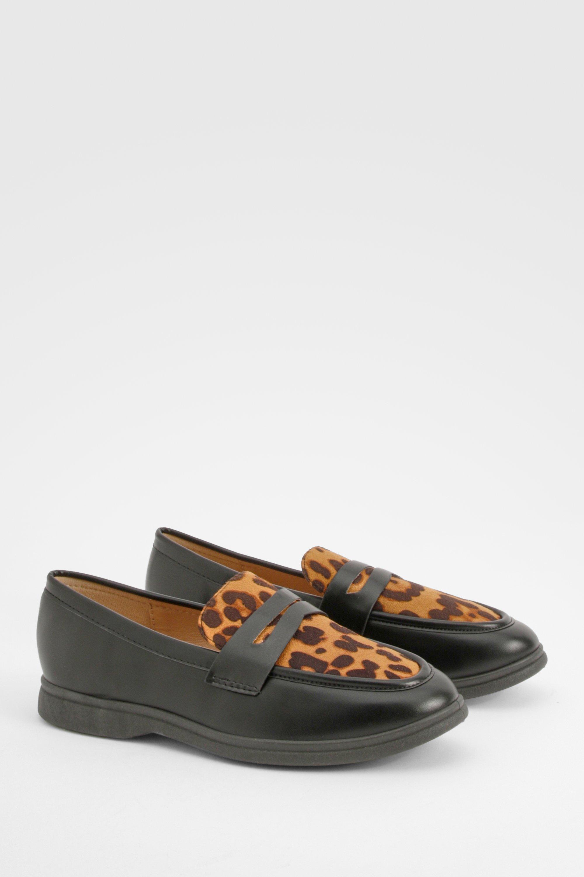 Boohoo Luipaardprint Loafers Met Panelen, Leopard