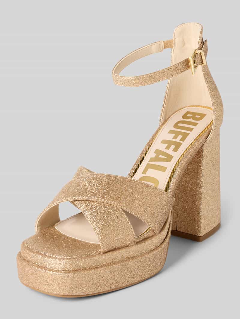 Buffalo Sandalen van leer met blokhak, model 'MAY'