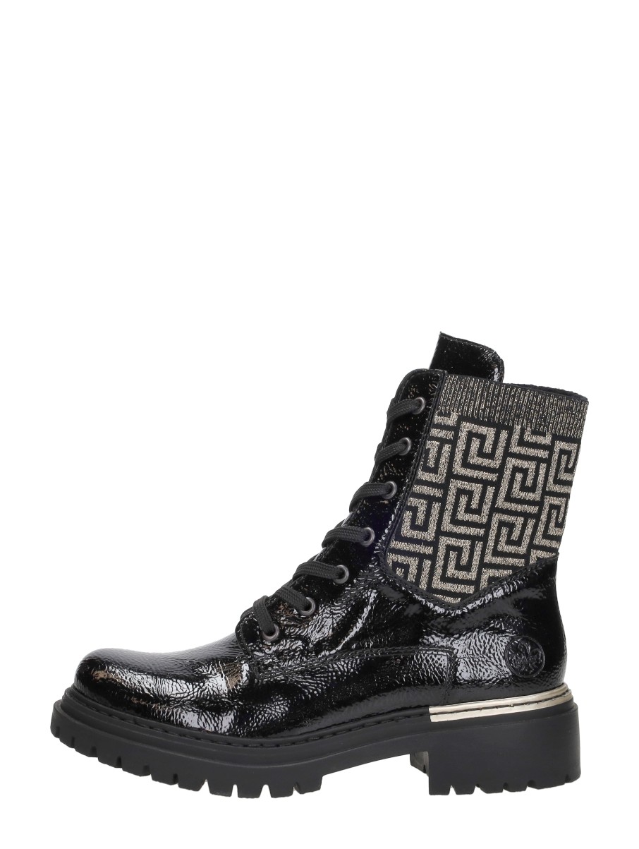Rieker  Veterschoenen Hoog Zwartlak