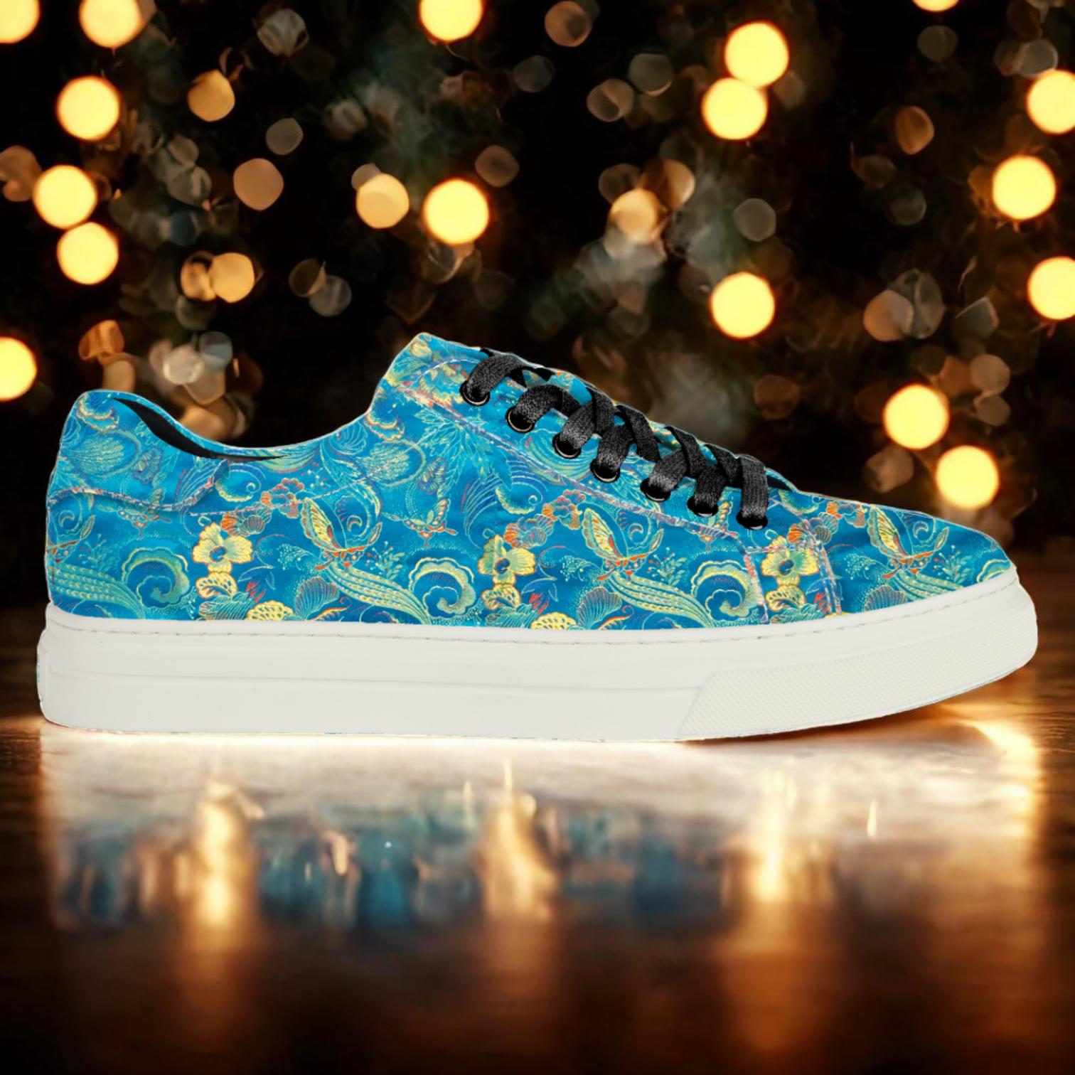 Lureaux Blue Shadow Sneakers  - Handgemaakte Nette Schoenen Voor Heren