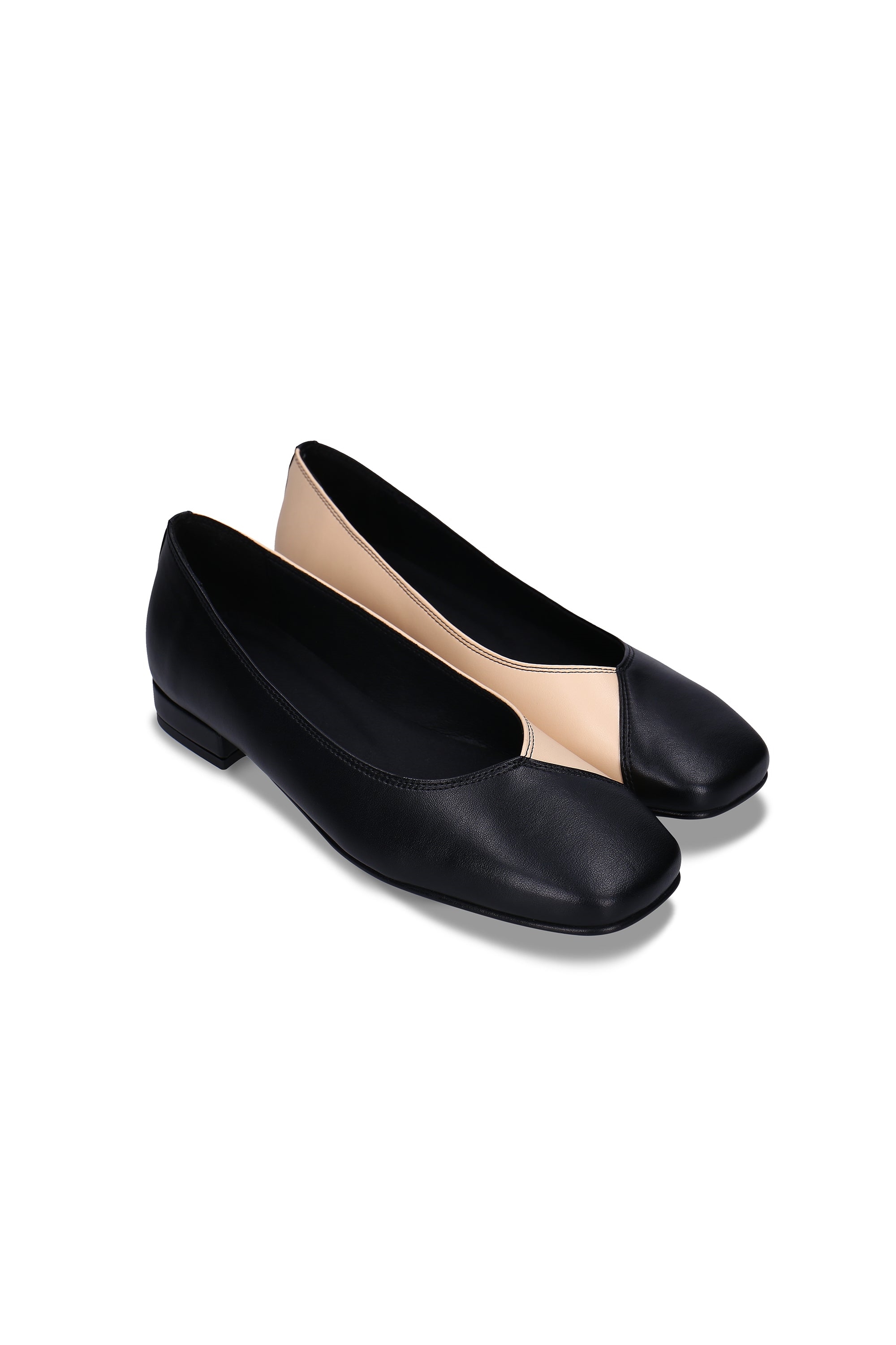 NAE Damen vegan Ballerinas Pam Veganes Ã–ko-Leder Beige/Schwarz
