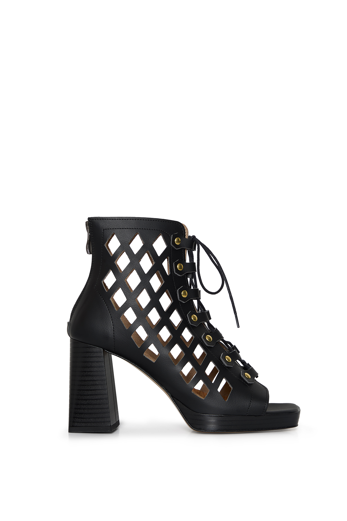AGAZI Damen vegan Sandalen Dance Your Way Cut Out Block Heel Schwarz