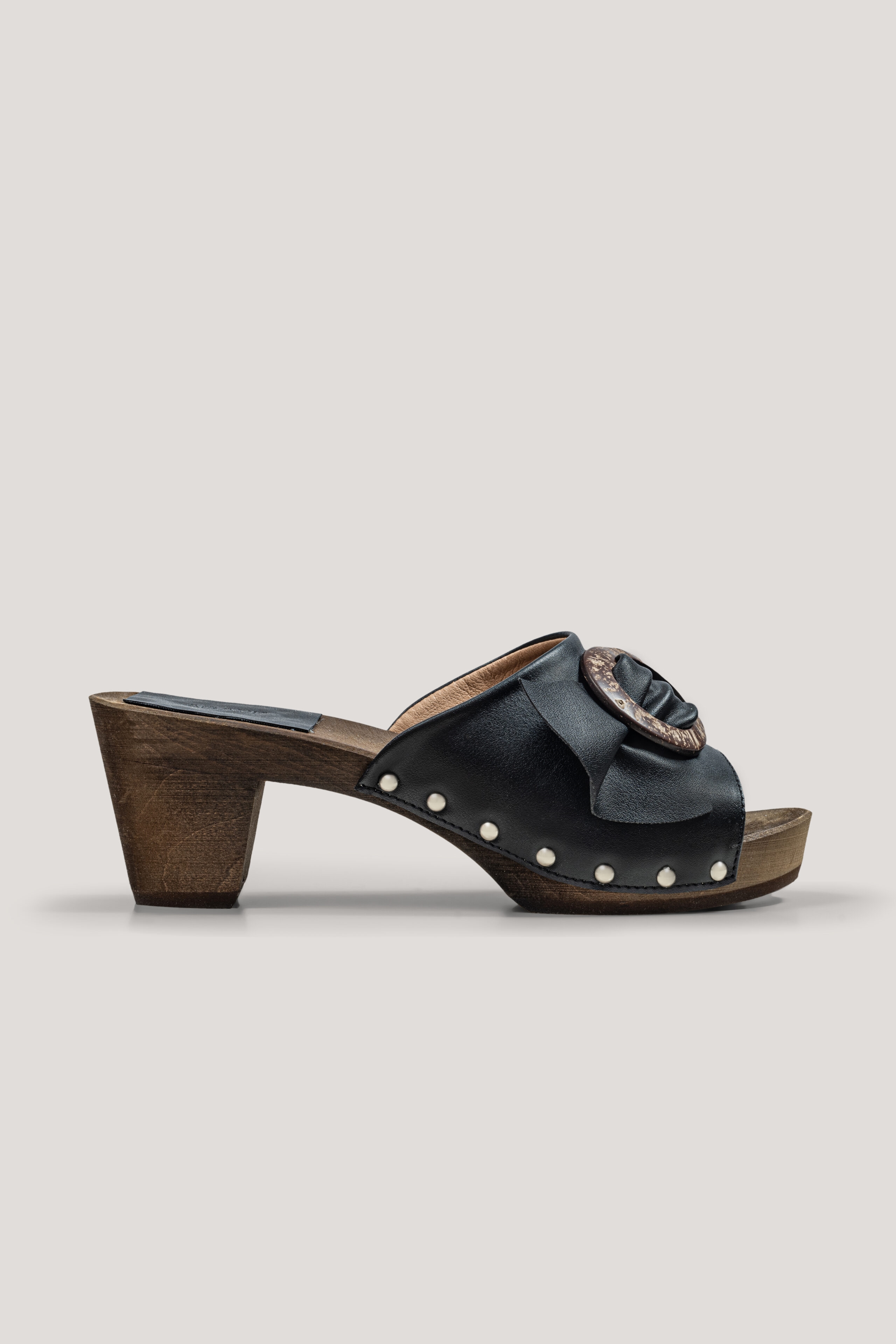 AGAZI Damen vegan Clogs Kokosnuss SchÃ¼chtern Veganes Ã–ko-Leder Schwarz