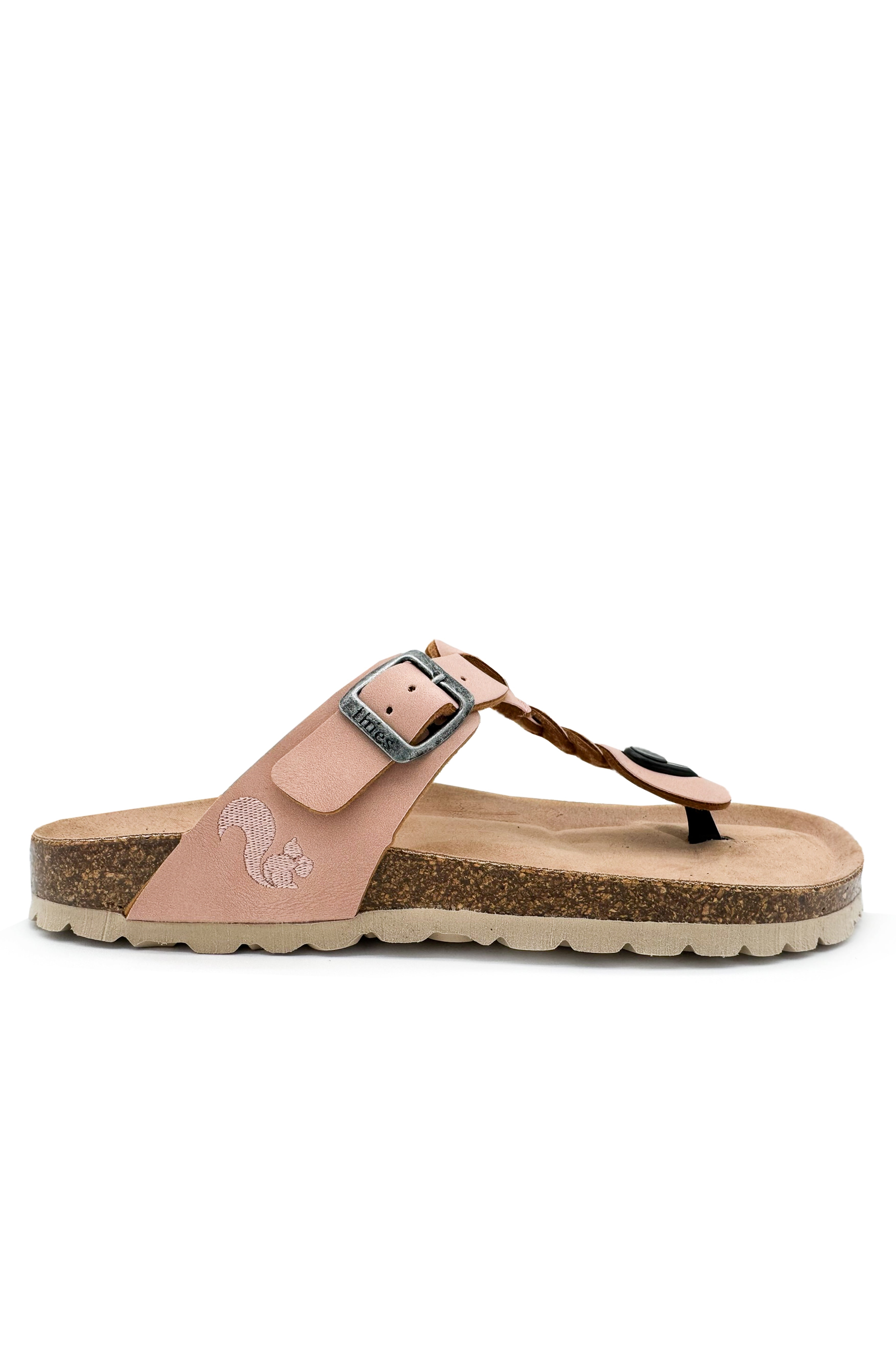 Thies Damen vegan Sandalen Zehensteg Zopf Blassrosa