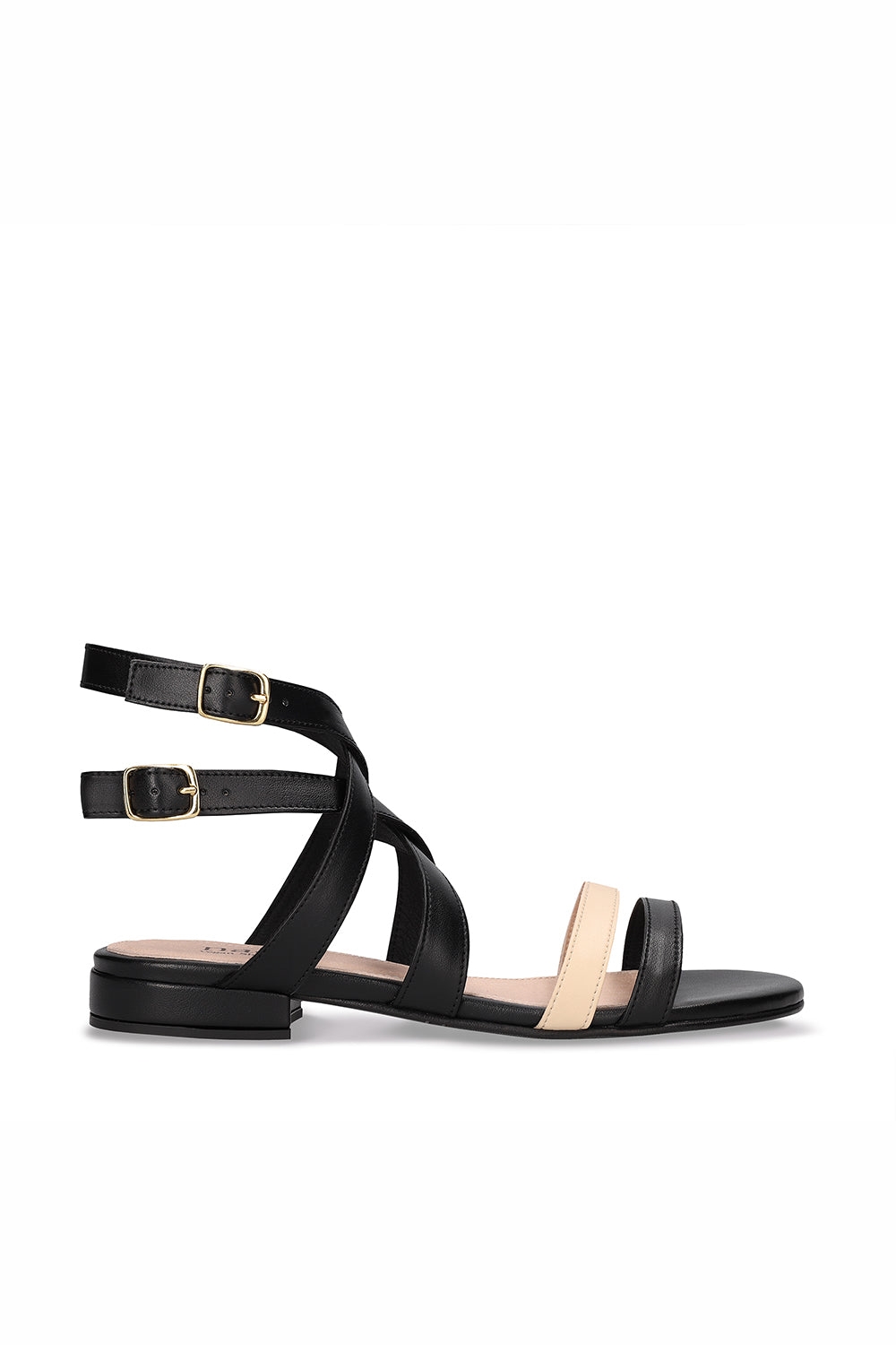 NAE Damen vegan Sandalen Olga Veganes Ã–ko-Leder Beige/Schwarz