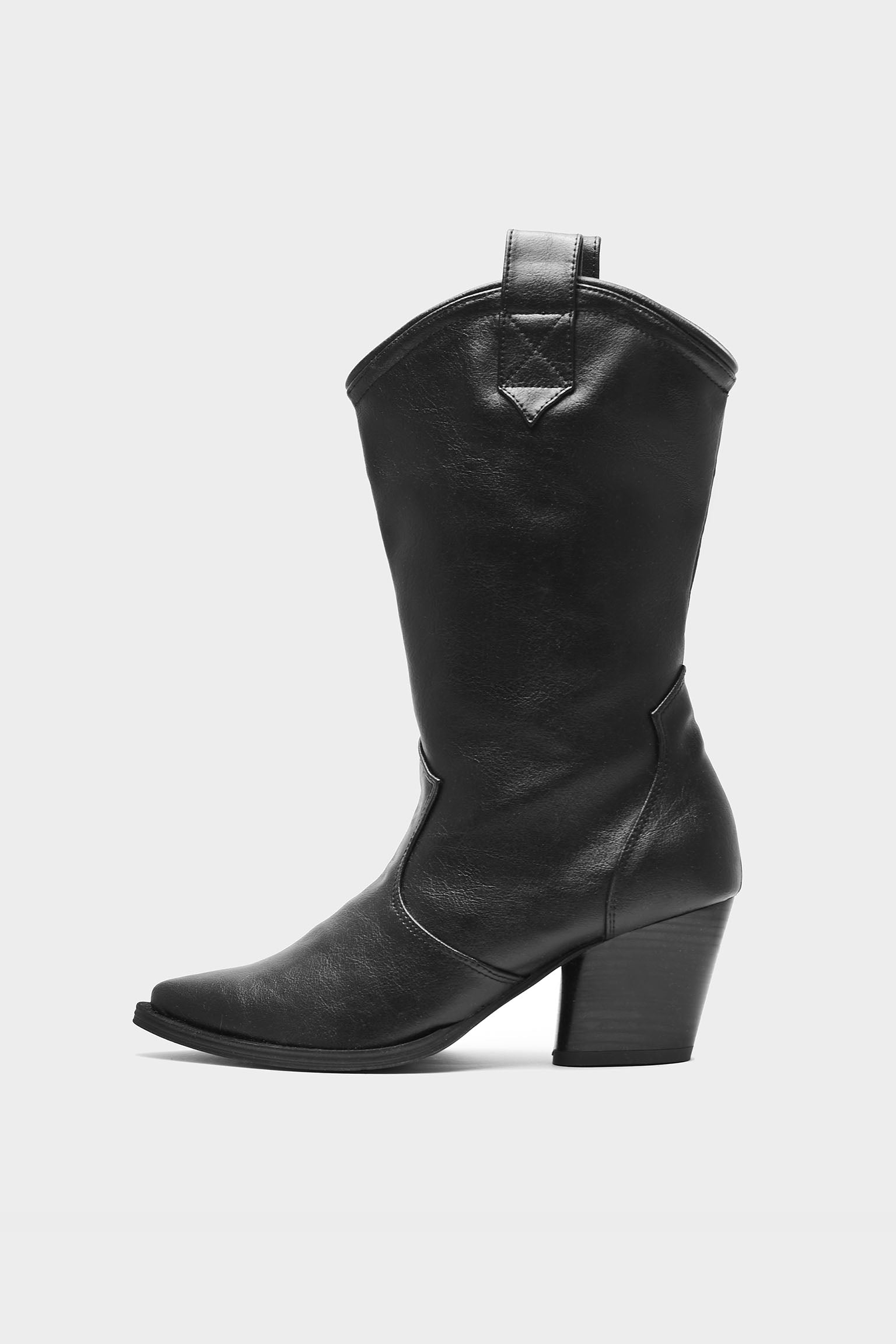 BOHEMA Damen vegan Sleeky Cowboy Stiefel Schwarz