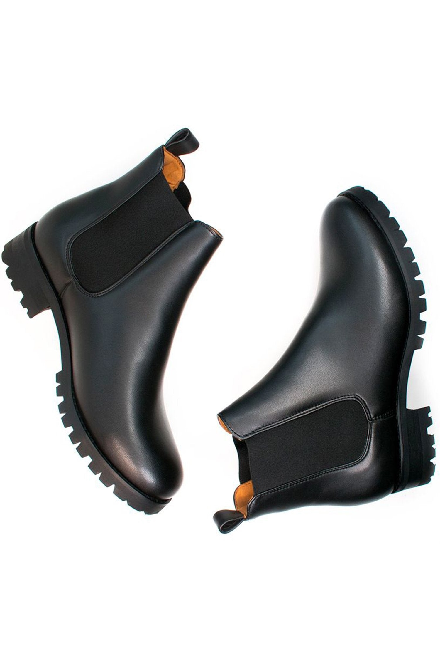Will's Vegan Store Damen vegan Chelsea Boots Damen Wide Fit Luxe Deep Tread Schwarz