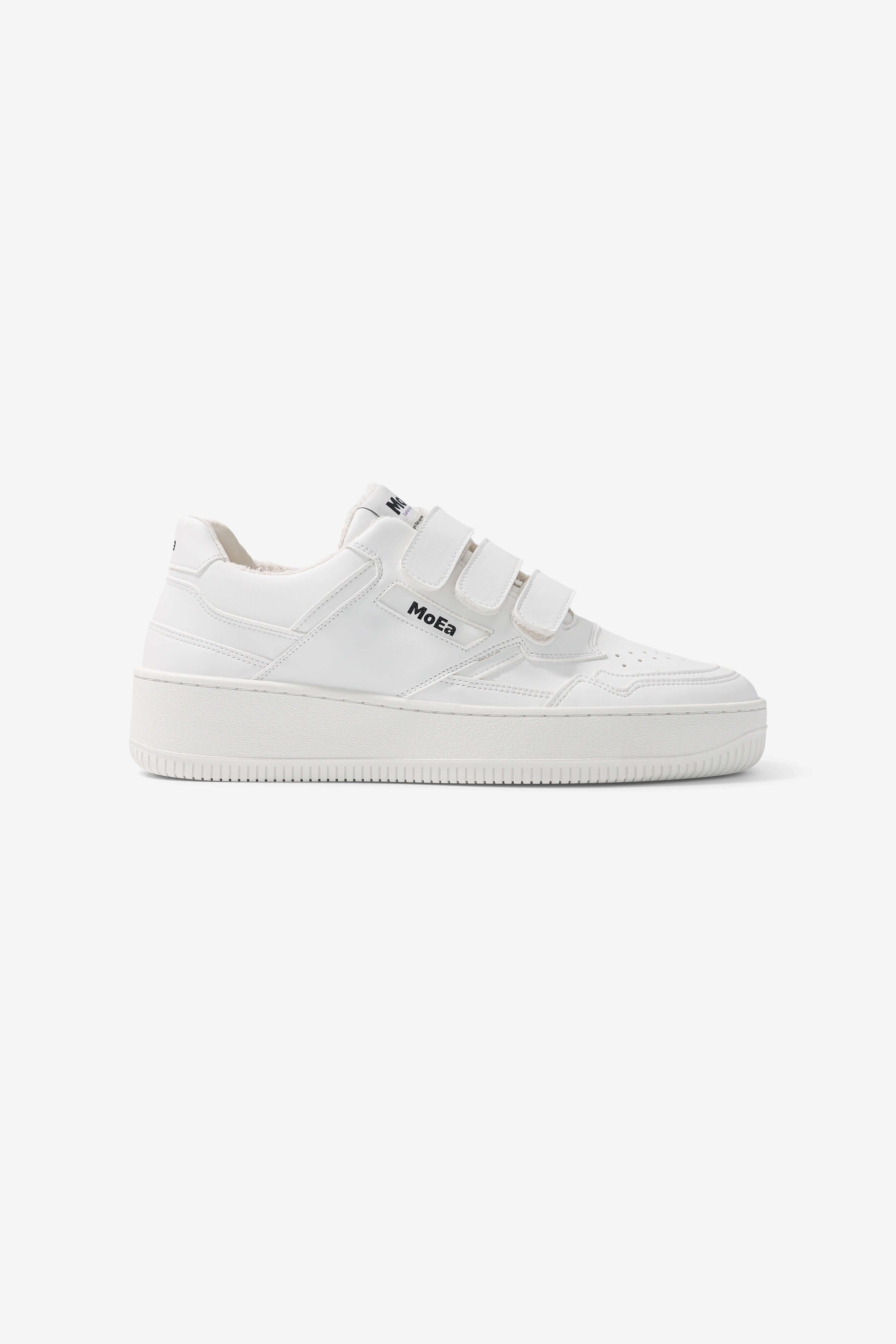 MoEa Herren vegan Sneaker Gen1 Klettverschluss Trauben Voll WeiÃŸ