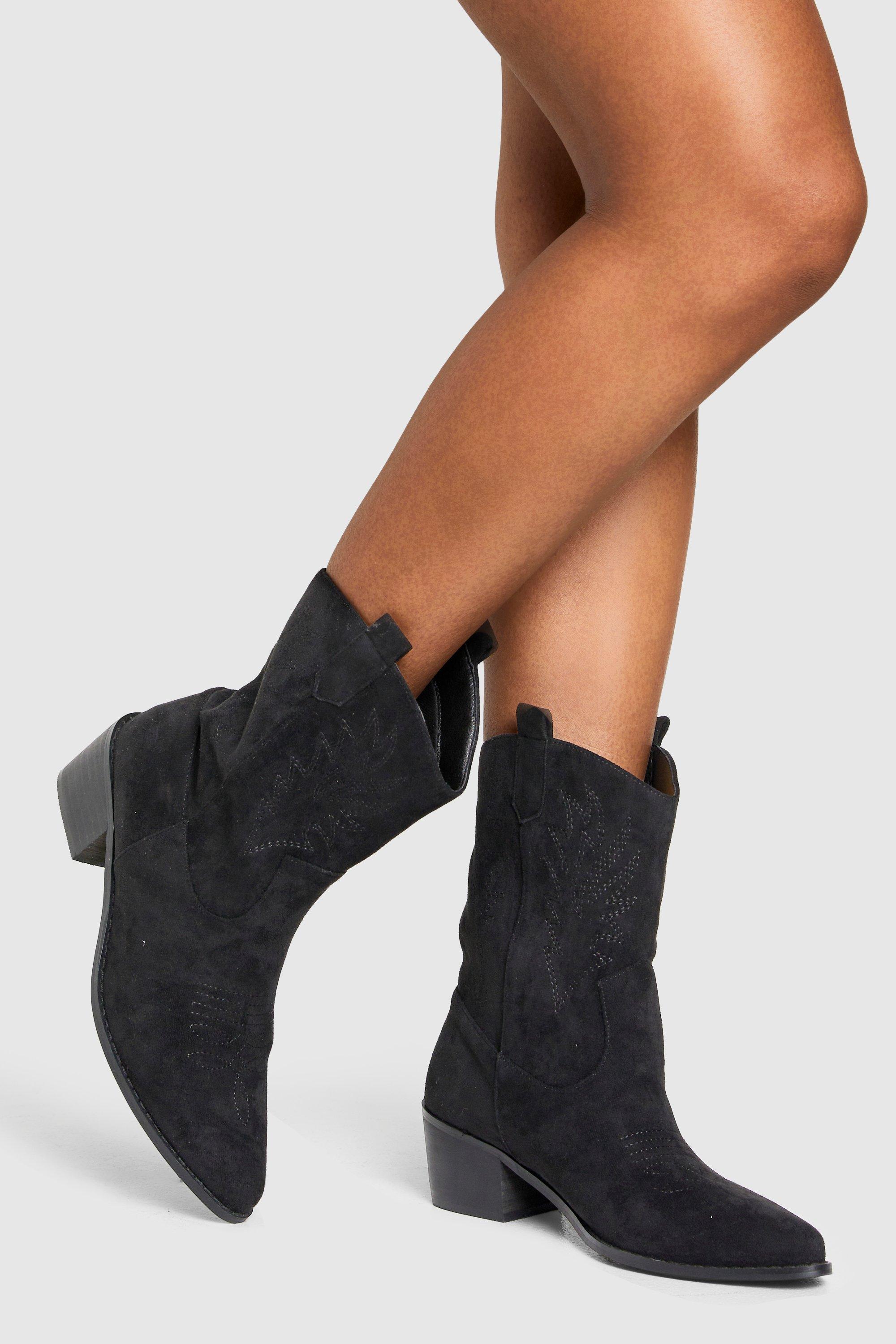Boohoo Geborduurde Cowboylaarzen, Black