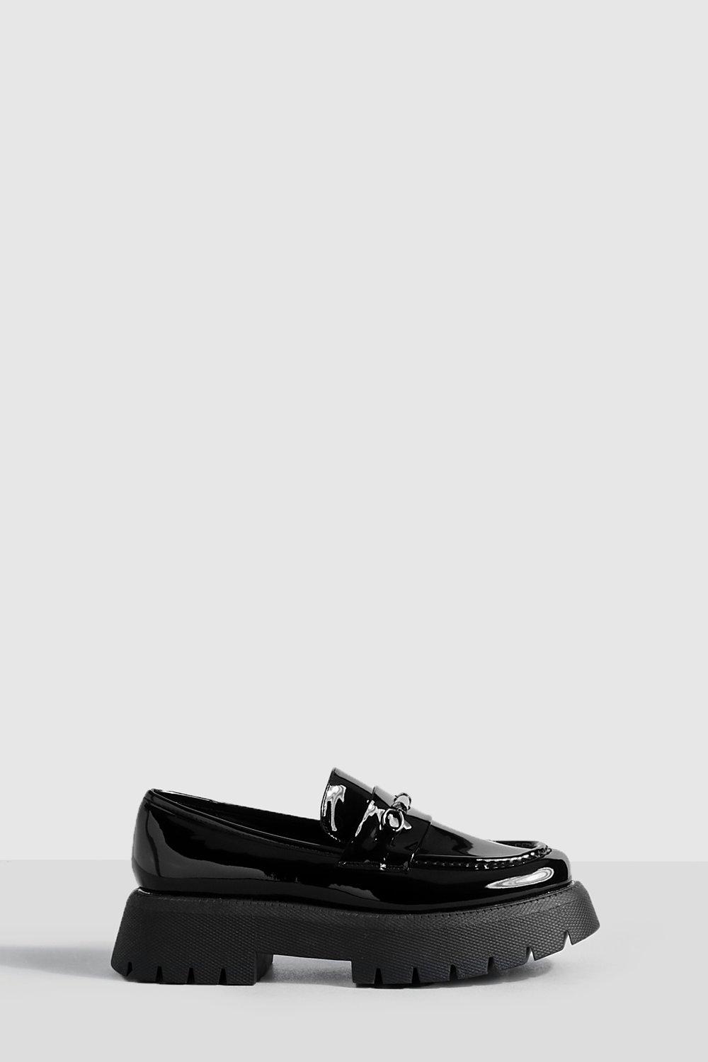 Boohoo Brede Loafers Met Plateauzool, Dikke Zool En T-Bar, Black