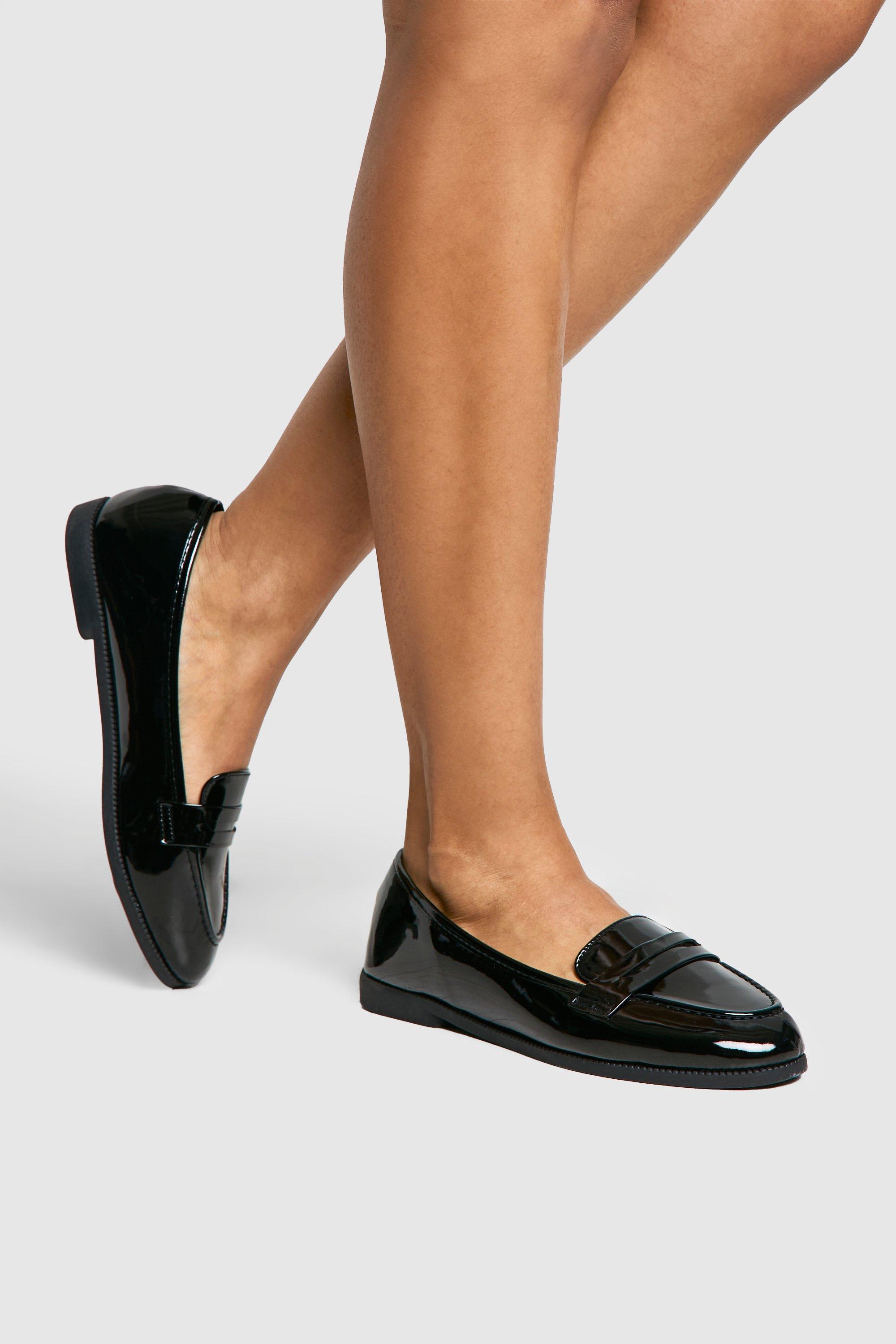 Boohoo Basic Loafers Met Ronde Neus, Black