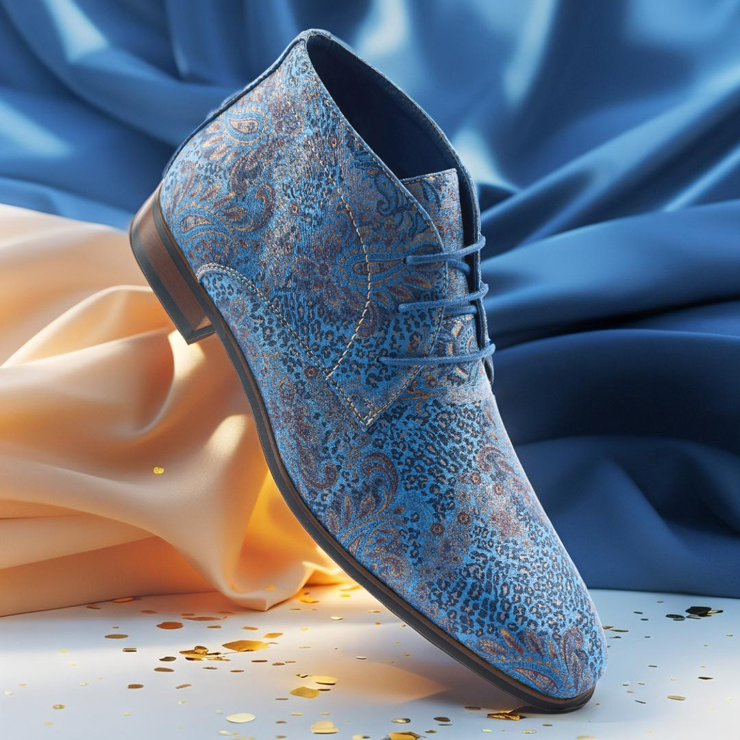 Lureaux Blue Paisley Panther High  - Handgemaakte Nette Schoenen Voor Heren
