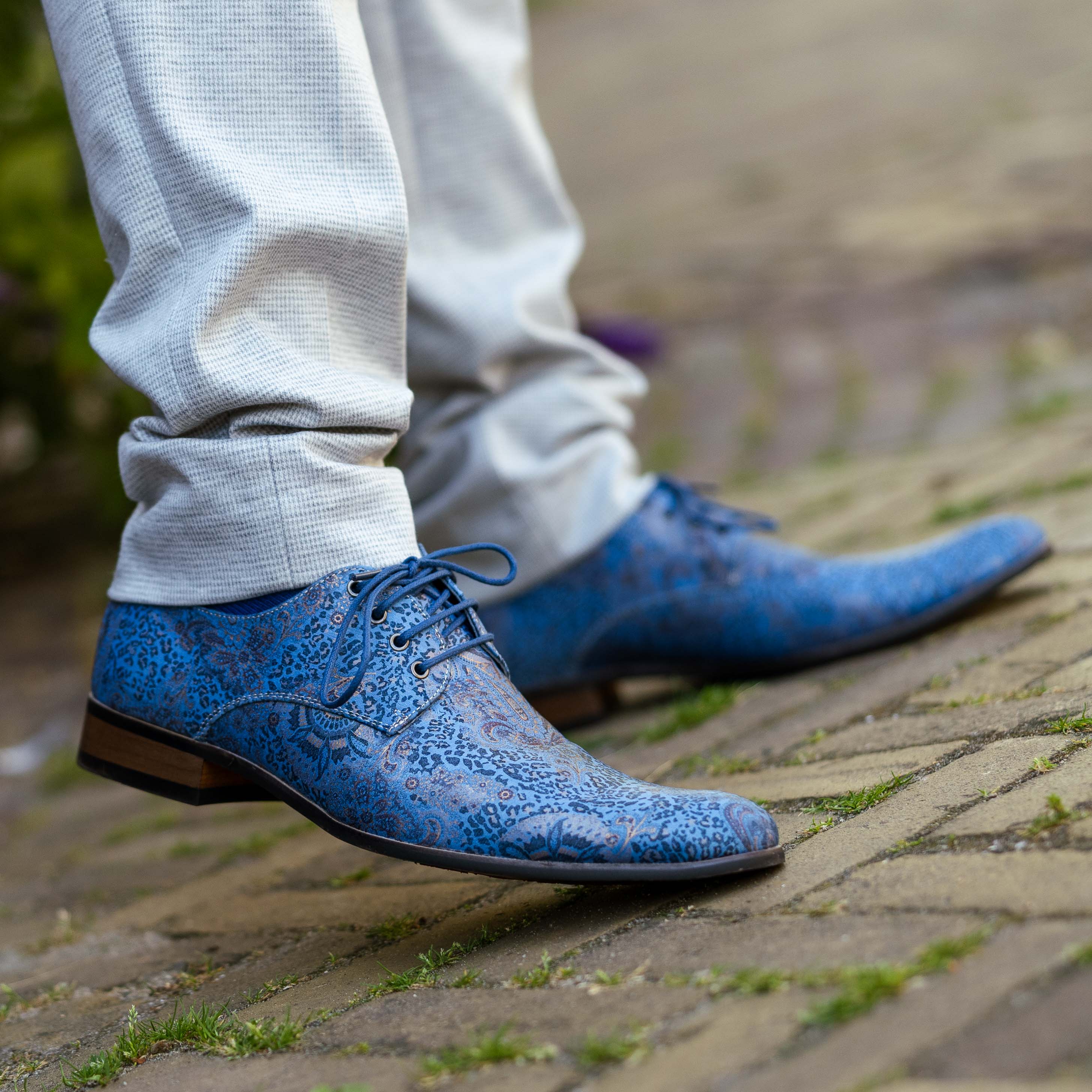 Lureaux Blue Paisley Panther  - Handgemaakte Nette Schoenen Voor Heren