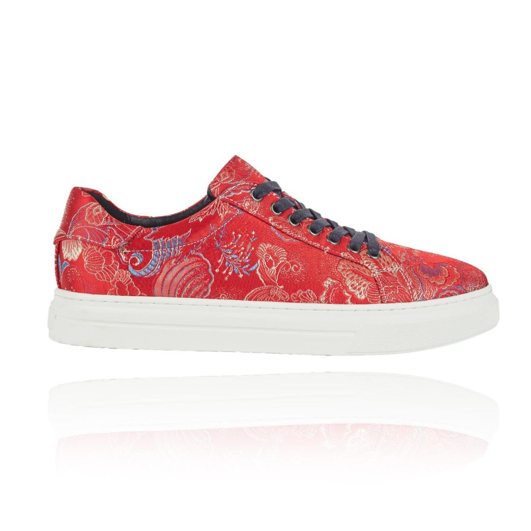 Lureaux Red Shadow Sneakers  - Handgemaakte Nette Schoenen Voor Heren