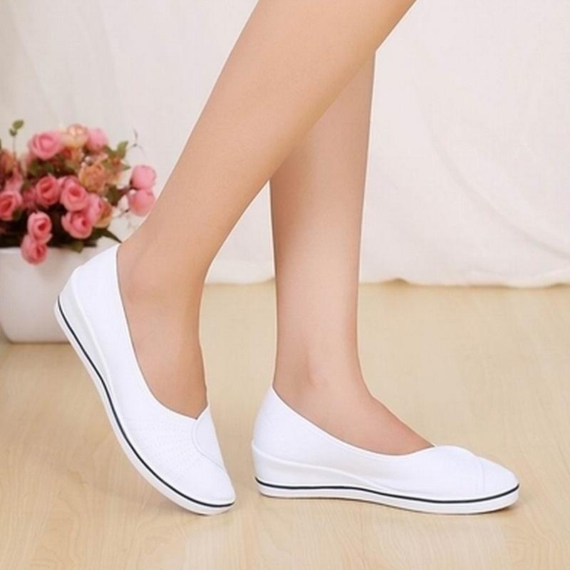 Times Elec Casual ademende enkele witte werkschoenen voor dames Ziekenhuisverpleegsterssneakers Flats 39 zwart