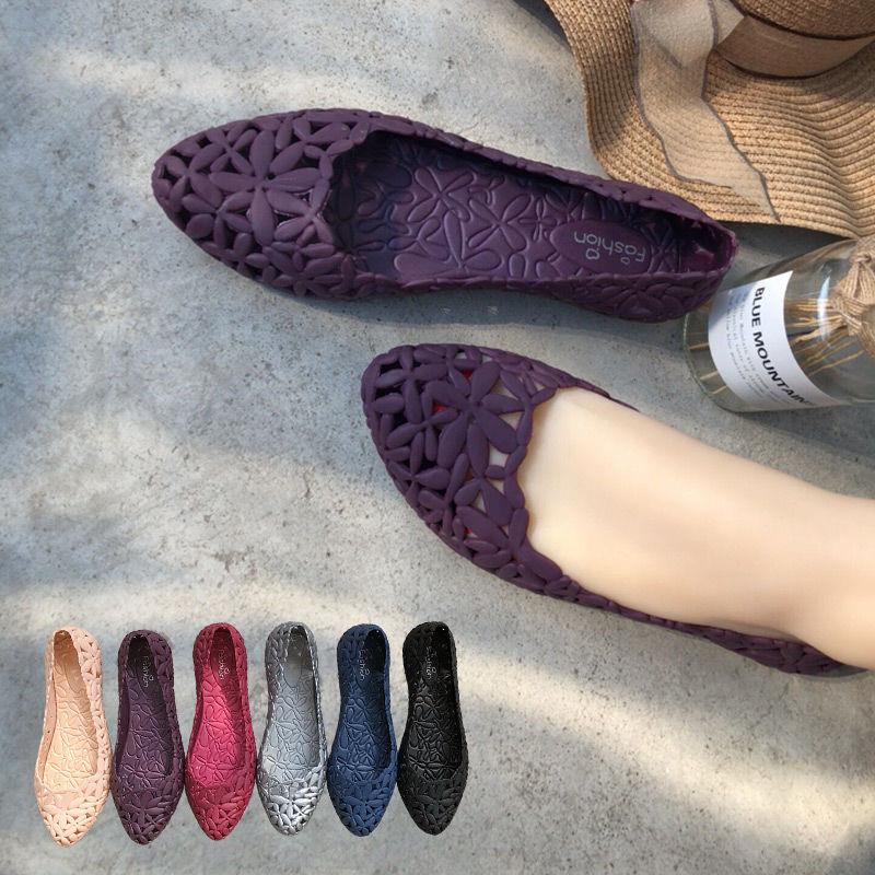 Blackberry 01 Effen kleur pruimenbloesem holle waterdichte regenschoenen kleine puntige gelei plastic schoenen vrije tijd ademende strandtoerismeschoenen 38 blauw