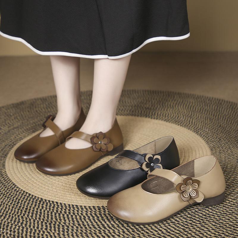 Cpcoepax Mary Jane Flats Schoenen voor Dames Chic Comfortabel Ronde Neus Slip-on Ballet Plat Casual Kunstleer Jurk Schoenen voor Avonden Feesten Bruiloften 41 kaki
