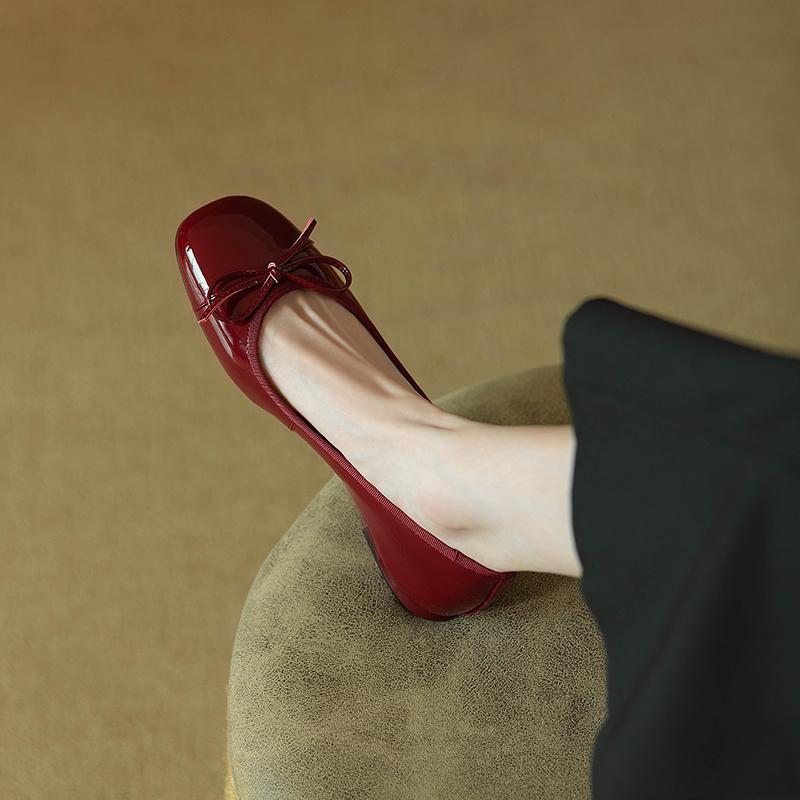 Zealous Sole Dames Flats Lakleer Ballet Flats Bowtie Bootschoenen Lage Hakken Instap Platte Schoenen Vrouw Zwarte Loafers Lente Herfst 1552N 35