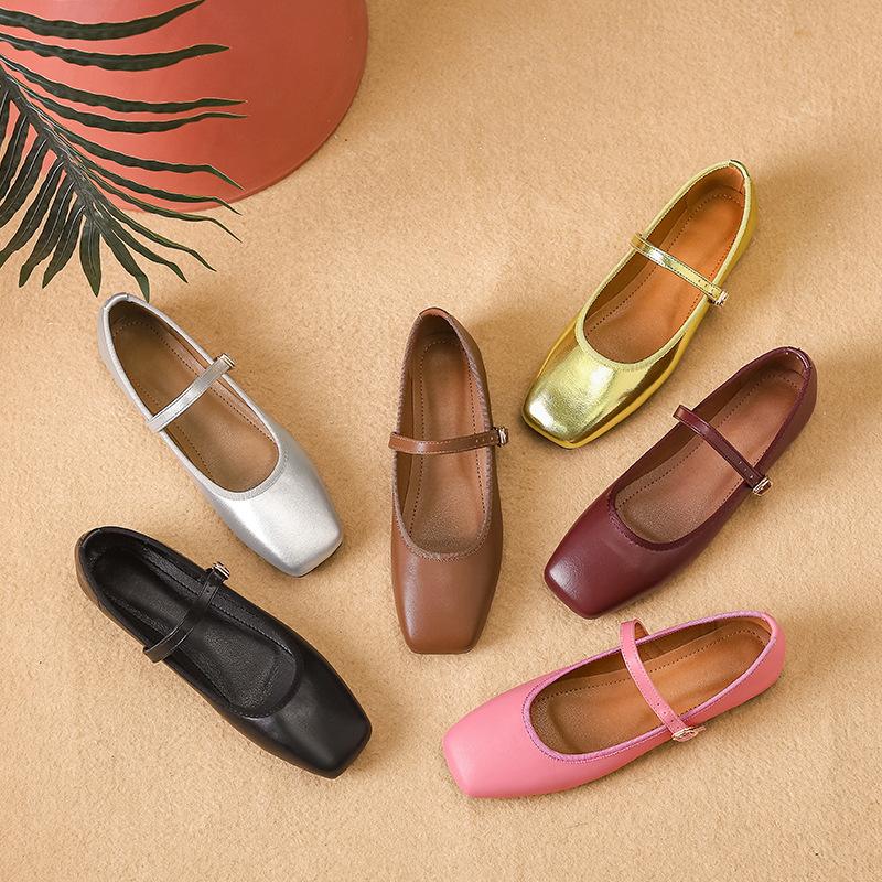 Umsif Mary Jane-schoenen voor dames, antislip, vierkante, gesloten teen, ballerina's met enkelbandje, casual werkschoenen voor dames, comfortabele, chique flats, nette schoenen 37 bordeaux