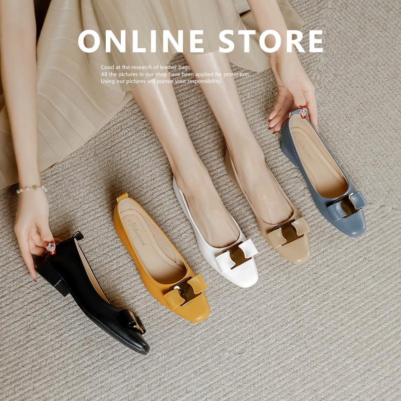 Umsif Dikke lage blokhakken voor dames Comfortabele vierkante gesloten neus Casual balletschoenen Comfortabele pumps Schoenen Dress Flats Dames werkschoenen Loafers 39 blauw