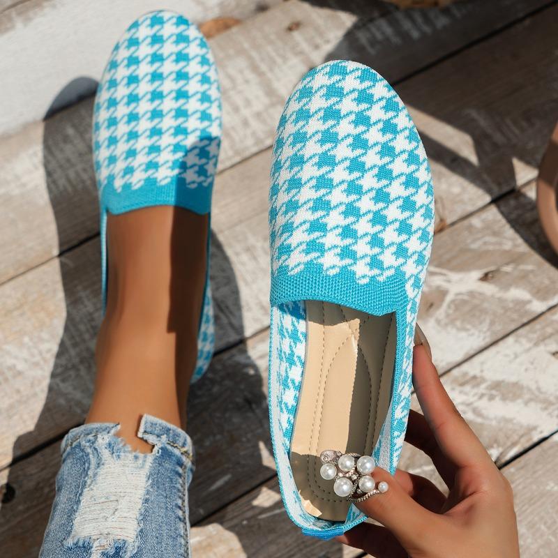 Chic Steps mode Elegante pied-de-poule gebreide ballerina's dames puntneus mesh mocassins dames grote maat luipaard loafers zachte rijschoenen 36 wijnrode kleur