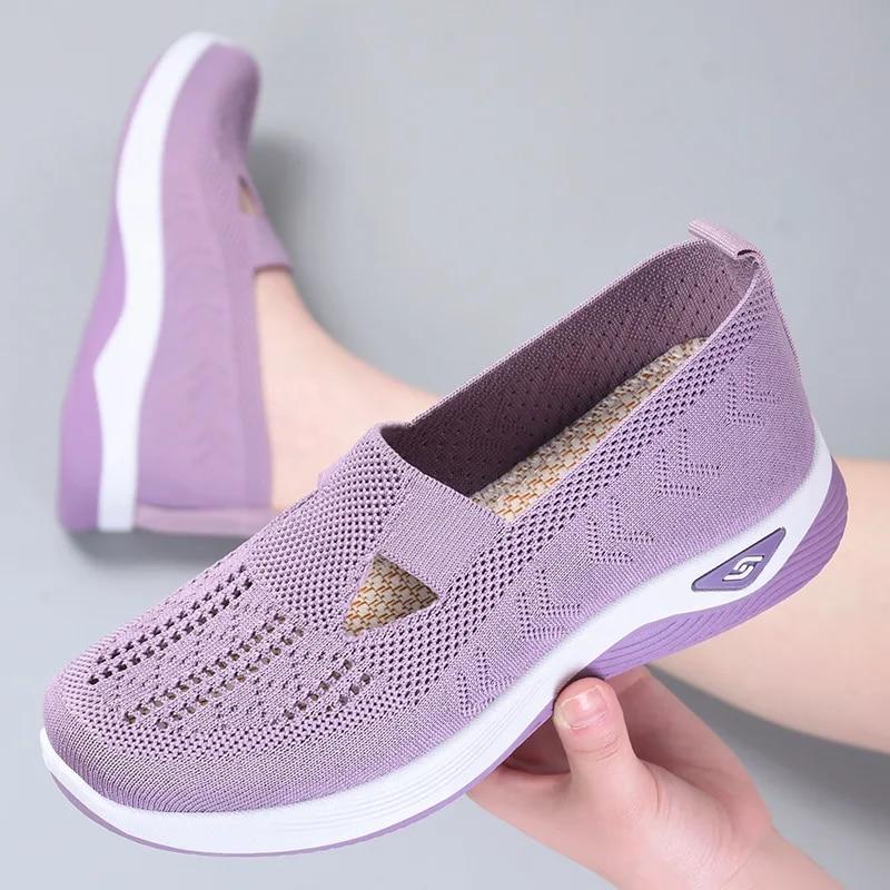 Happy Market Zomer Nieuwe Comfort Casual Damesschoenen Mode Zachte Zool Ademende Holle Platte Schoenen voor Dames 43 geel