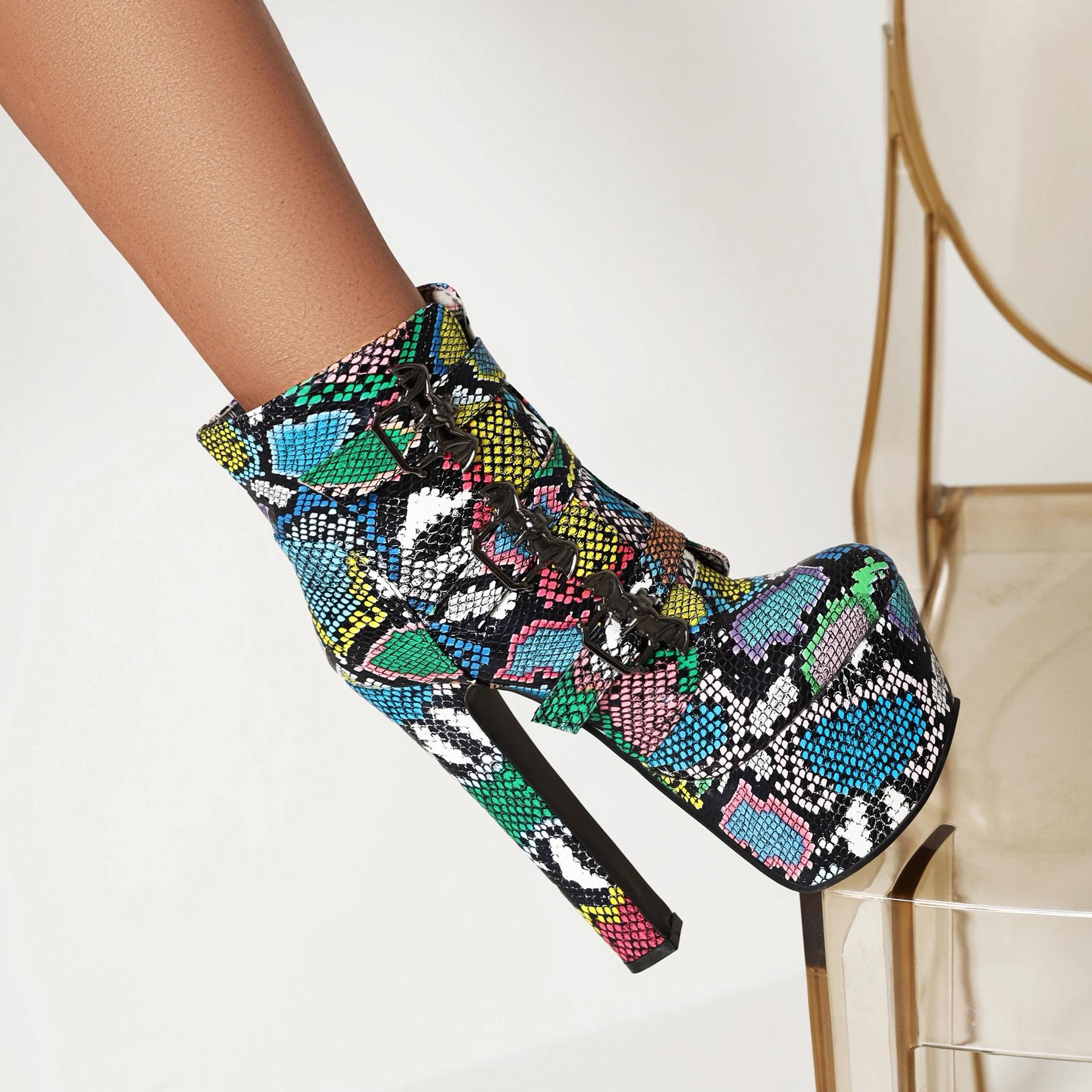 DONGYUN Footwear 7/Dames korte laarzen met hoge hak, sexy waterdichte platform dikke hak, grote maat herfst/winter nieuwe korte laarzen 40 wit