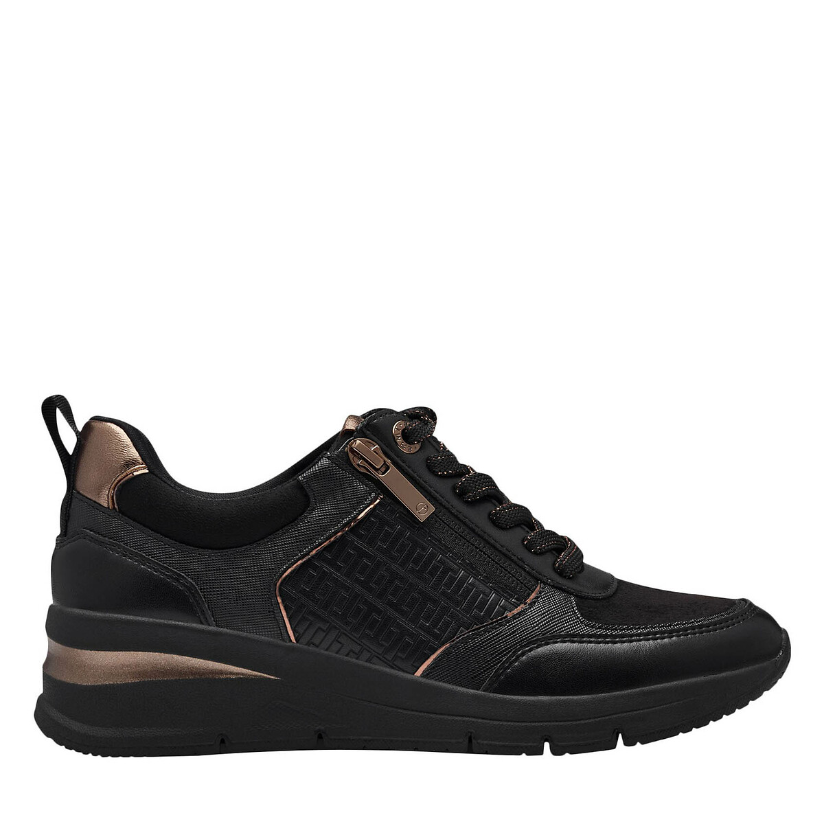 Tamaris Sneakers met sleehak vrijetijdsschoen, lage schoen, veterschoen met buitenrits