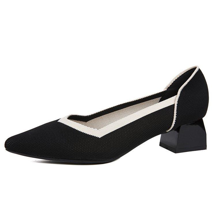 Tringa Dames Zomer en Herfst Gebreide Flats met Puntige Neus Geklede Schoenen Comfort Schoenen Instapper Balletschoenen voor Dames 45mm Hoge Hakken Pumps Schoenen 40