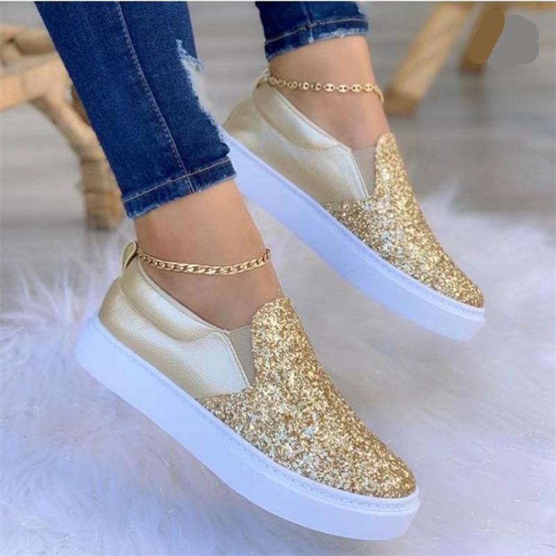 Gtimeshoes Grote ronde neus casual dames platte zool modieuze enkele schoenen 35 zwart