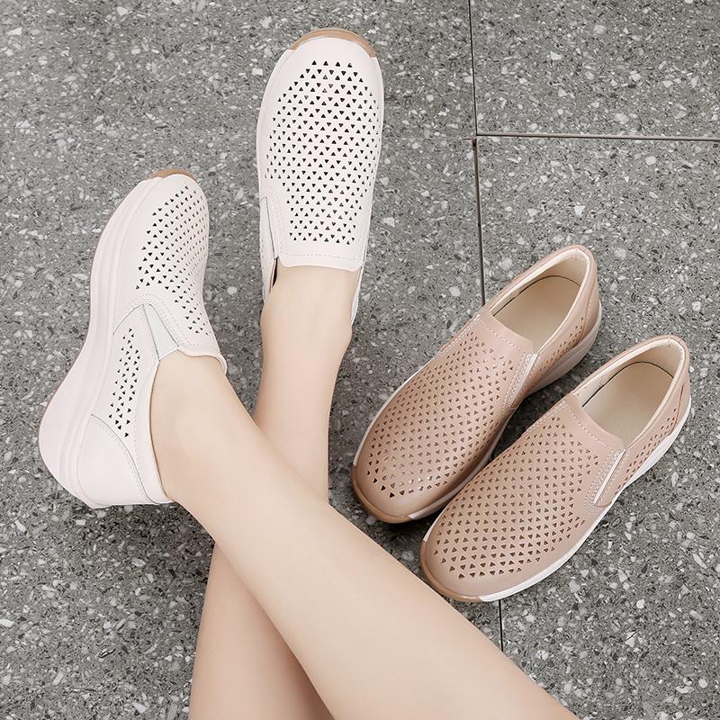 Lfy shoes Dames Platform Loafers Casual Elegant Zwart Koe Leer Dames Dikke Zool Schudschoen voor Meisjes Plus Size EU: 44