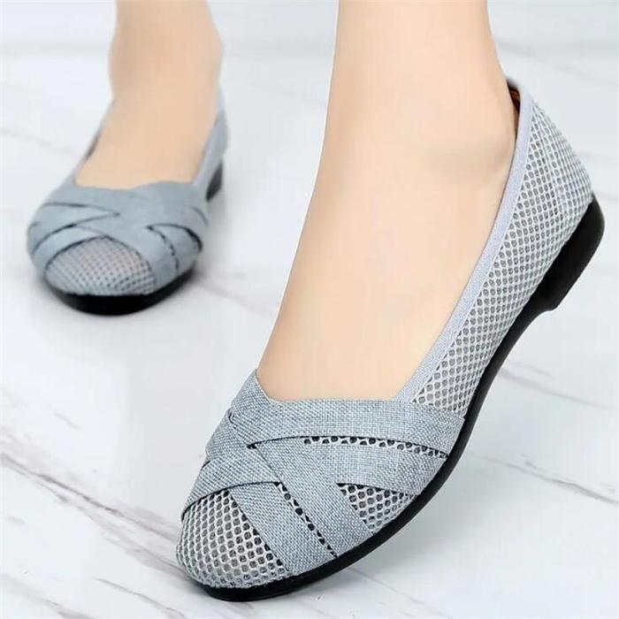 Little Spring Damesmode Comfortabele stoffen platte schoenen Dame loafers schoenen 37 grijs