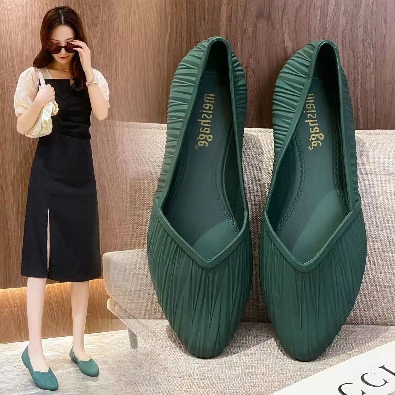 Worx Nieuwe lage waterdichte schoenen Regenlaarzen Regenlaarzen Vrouwen Zomer Volwassen Werk Rubberen schoenen Mode Overschoenen Antislip Ondiepe mond Sandalen Vrouwen 38 groen