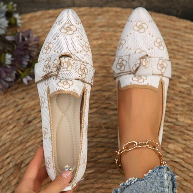 Yoghurt Elegante ballerina's met strik - chique, ademende instappers met puntige neus voor mode en comfort in alle seizoenen 40 wit