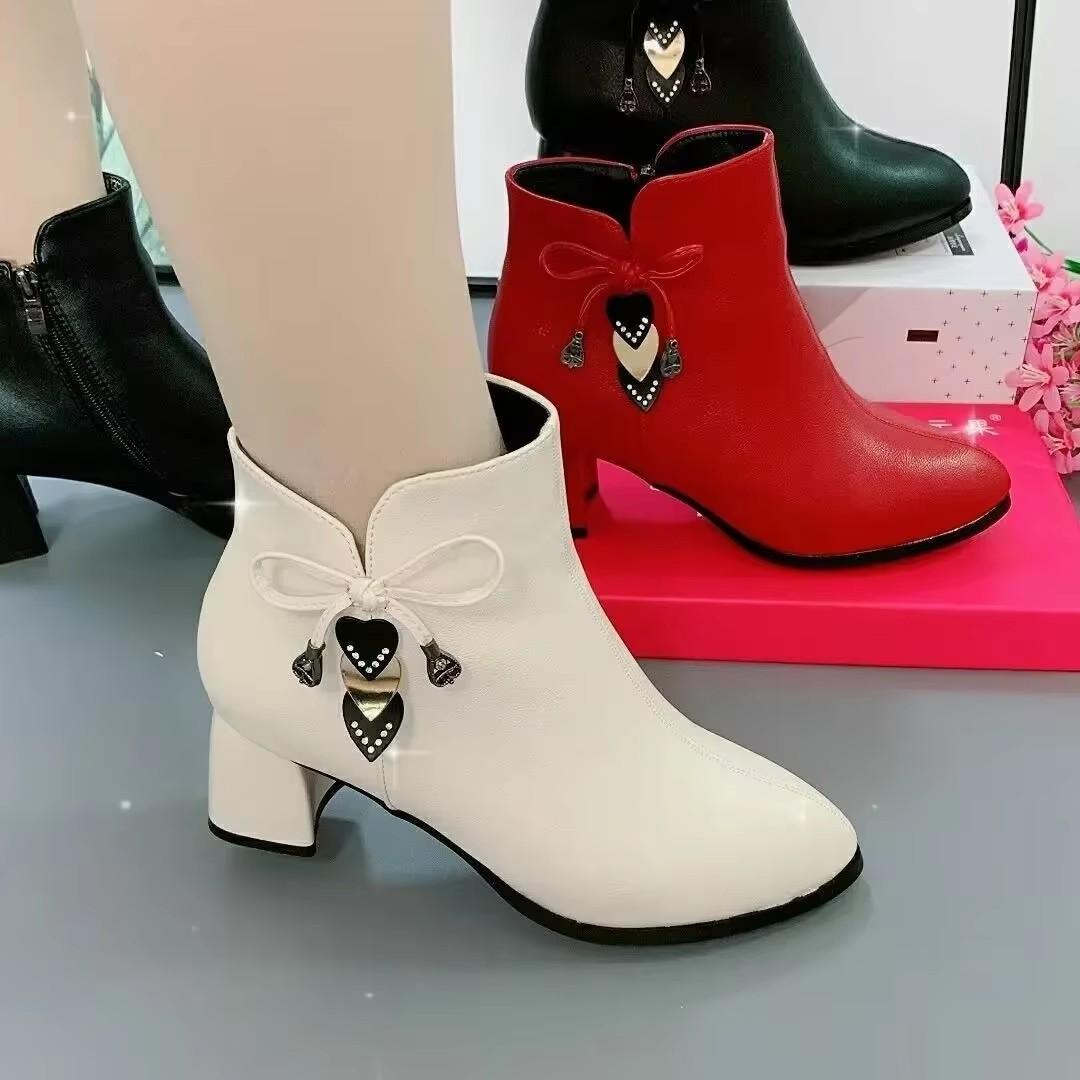 TryTry Laarzen met hoge hakken, dames, lente- en herfstlaarzen, damesschoenen met rits, wit, waterdicht, Taiwanese schoenen met hoge hakken 39 zwart