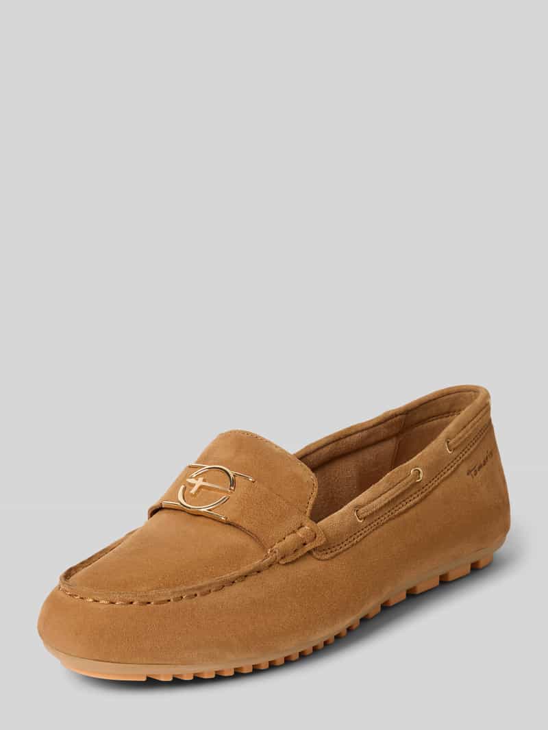 Tamaris Loafers van leer met labeldetails