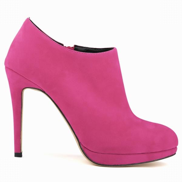 SpeakHero Dames sexy faux fluwelen platform hoge hakken korte laarzen dames herfst winter casual enkellaarsjes 42 helder roze