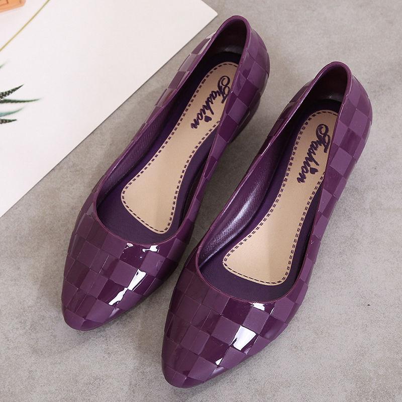 WTEMPO Mode waterdichte schoenen Regenschoenen Dames Zomer Jelly Schoenen Jelly Set Schoenen Ondiepe mond Antislip regenschoenen 41 paars