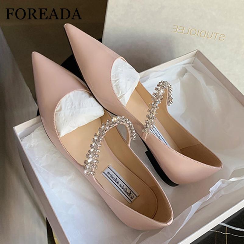 Meotina Vrouwen Mary Janes Puntschoen Flats Kristal Ondiepe Beknopte Brand Design Dames Mode Carrière Schoenen Zomer Wit Roze 40 39