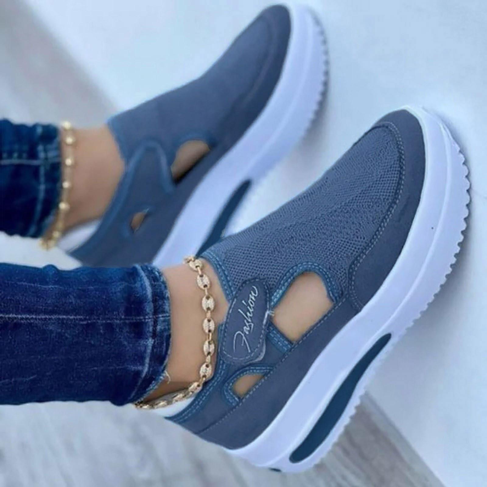 Niubiplus Uitgeholde damesschoenen van mesh, schoenen, platte, ademende schoenen 43