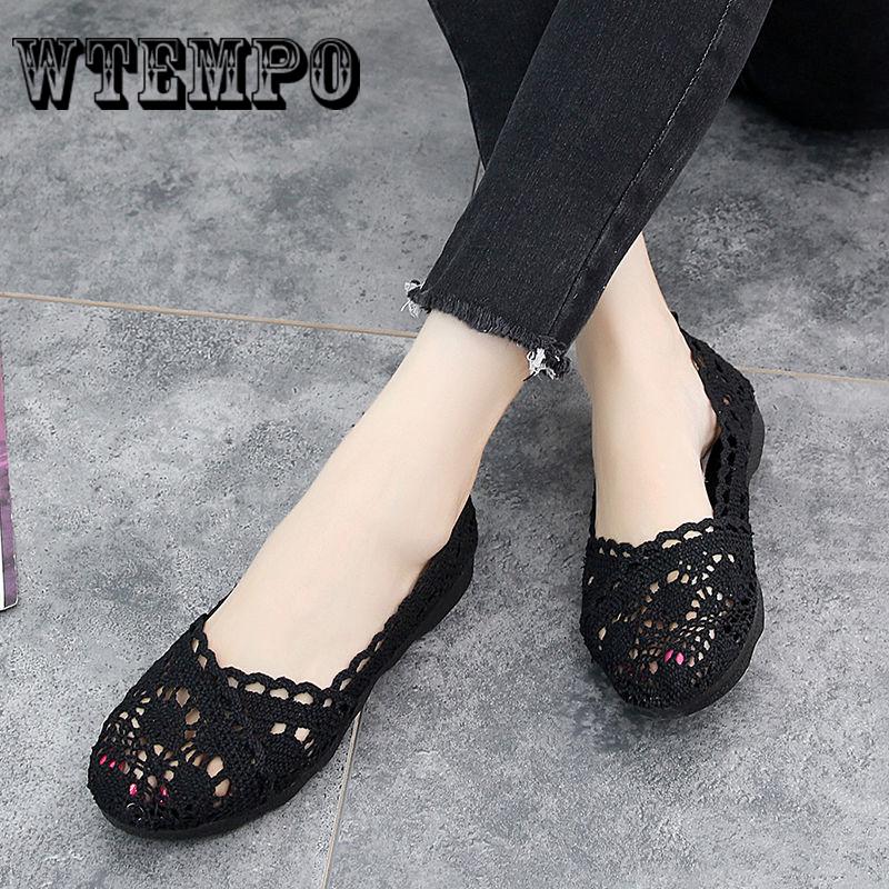 WTEMPO Schoenen Dames Holle Kant Mesh Ondiepe Mond Schoenen Casual Schoenen Dames Sandalen 37