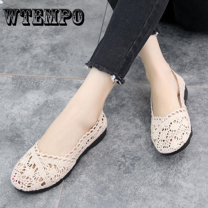 WTEMPO Schoenen Dames Holle Kant Mesh Ondiepe Mond Schoenen Casual Schoenen Dames Sandalen 39