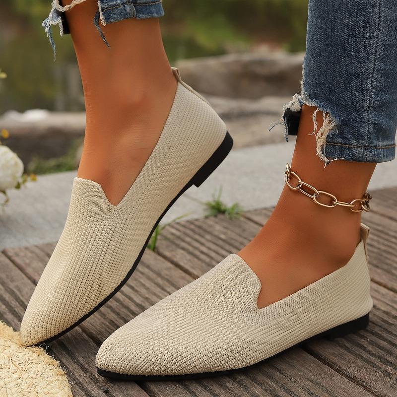 JMG Shoe Industry Dames Loafers Puntige Neus Effen Kleur Mesh Ademende Damesschoenen Casual Ondiepe Mond Slip-On Lichtgewicht Dames Platte Schoenen 39