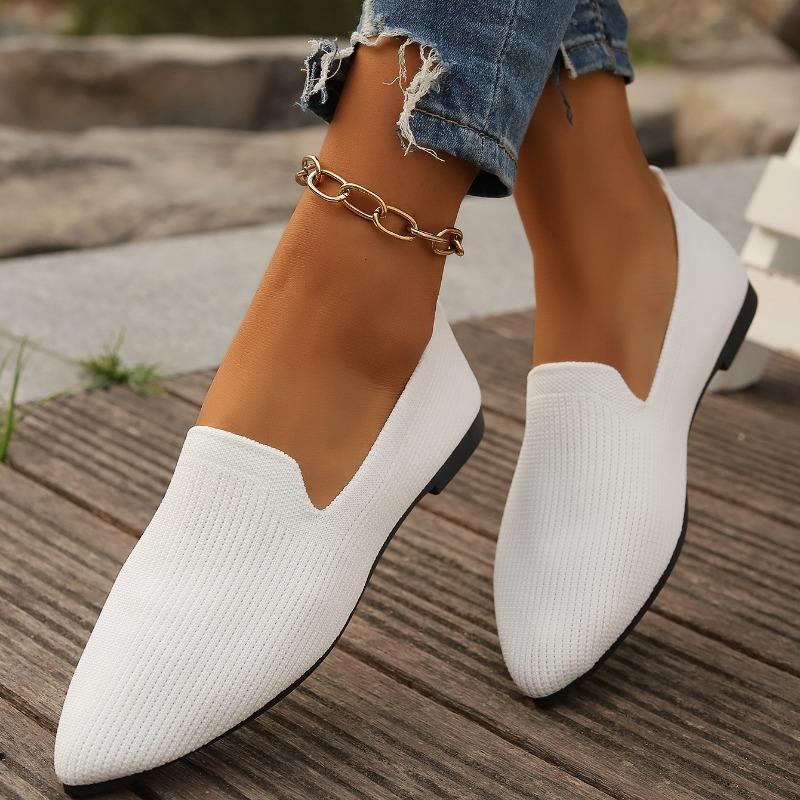 JMG Shoe Industry Dames Loafers Puntige Neus Effen Kleur Mesh Ademende Damesschoenen Casual Ondiepe Mond Slip-On Lichtgewicht Dames Platte Schoenen 41